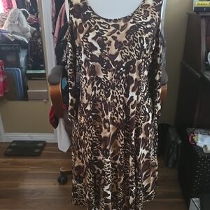 Susan Graver Brown and Cream Sleeveless Sundress